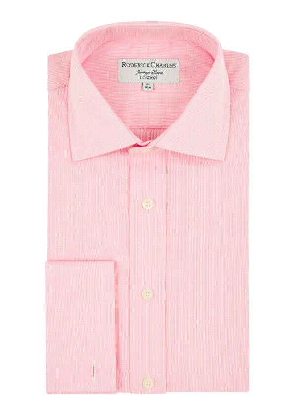 A classic Roderick Charles double cuff pink micro-check shirt