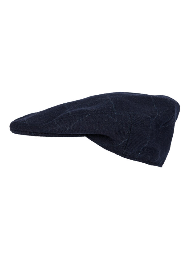 Navy-Grey Check Cap CA0561 A classic navy wool flat cap with a grey overcheck