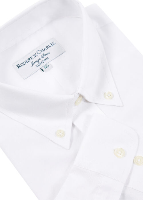 A classic Roderick Charles white oxford cotton single-cuff button down shirt