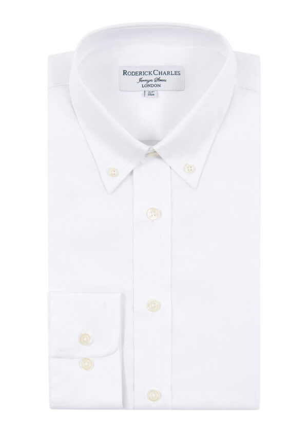 White Oxford Cotton B.Down A classic Roderick Charles white oxford cotton single-cuff shirt with a button down collar