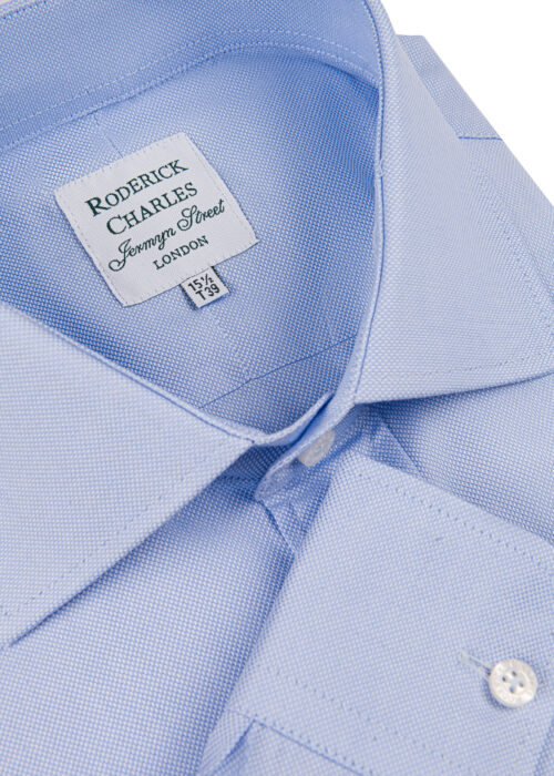 A stylish blue Roderick Charles royal oxford cotton single-cuff shirt