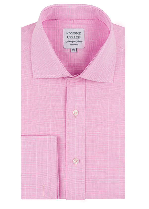 DC Pink Prince of Wales Check shirt A Roderick Charles pink prince of Wales check double-cuff cotton shirt
