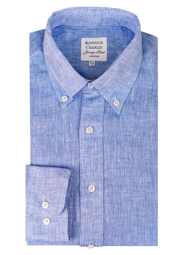 single-cuff-midblue-buttondown-linen-shirt