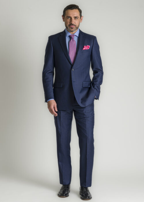 A tailored fit Roderick Charles single breasted dark blue pinhead suit