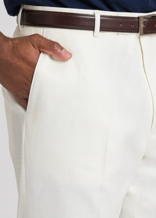 A smart Roderick Charles white chino with belt loops