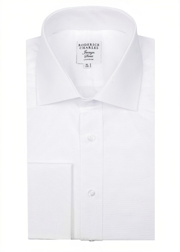 DC White End on End Shirt A white double cuff Roderick Charles shirt