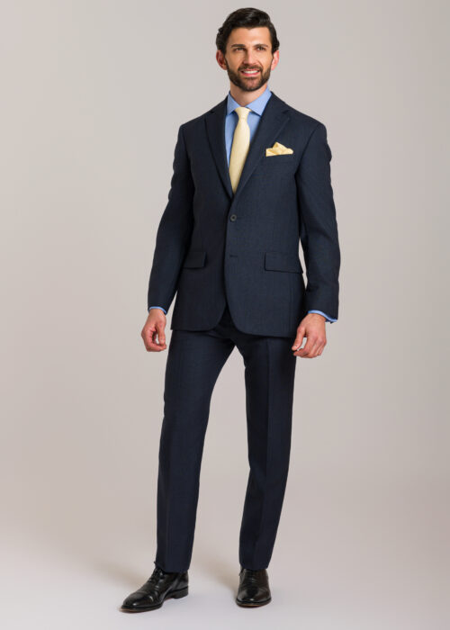 A Roderick Charles navy blue glen check suit