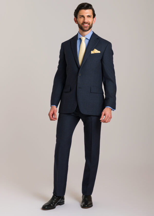 A Roderick Charles navy blue glen check suit