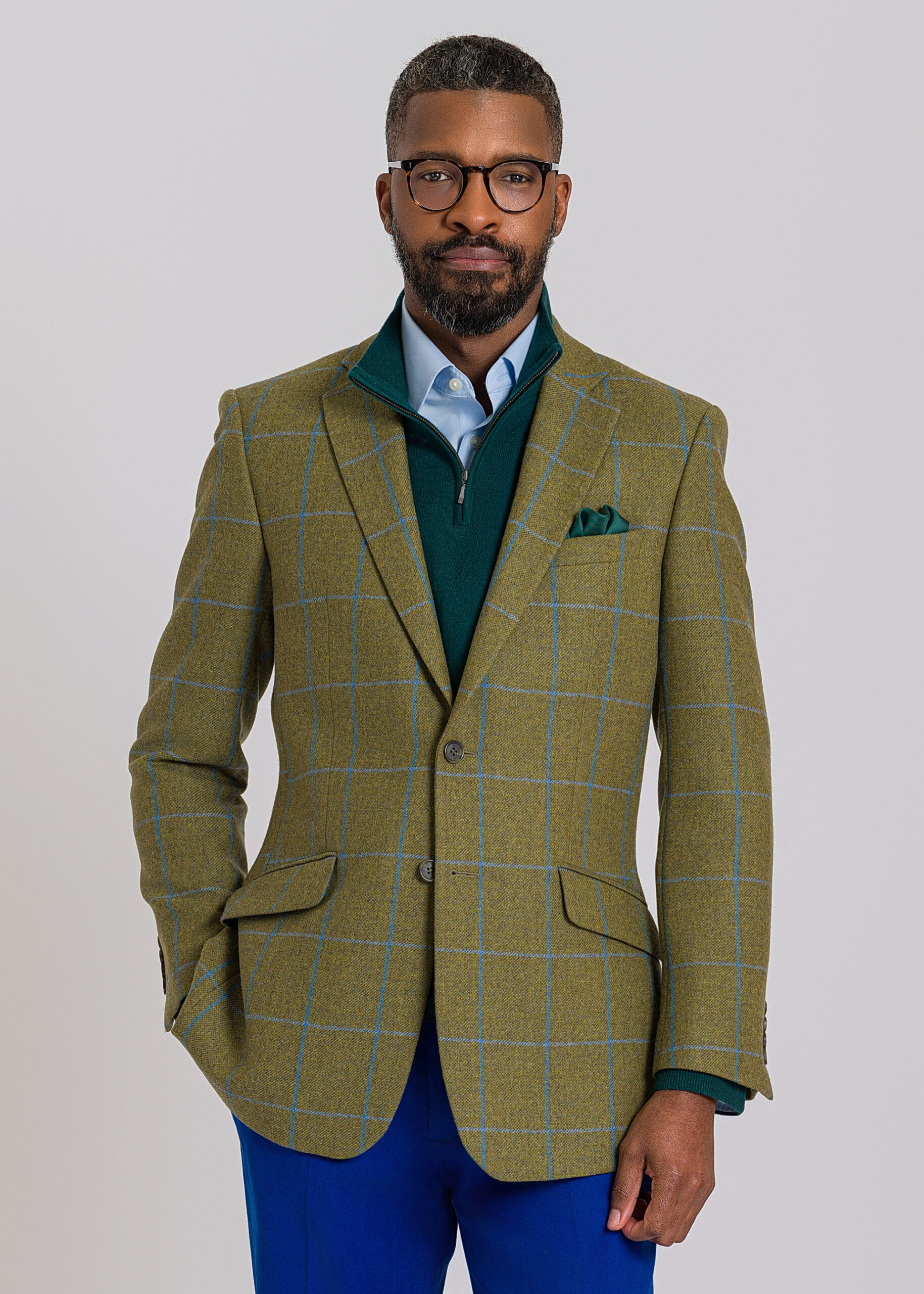 Veste Courte En Laine Roderick Charles - Vert à Carreaux - Taille 42 - Style Country