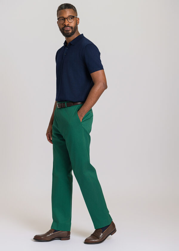A smart Roderick Charles forest green chino