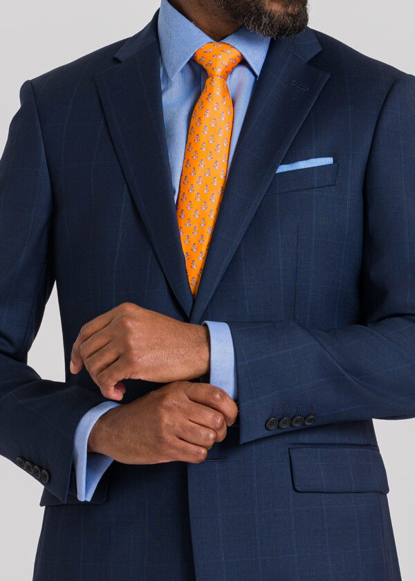 Tailored Fit Lightweight Navy Check Suit - Roderick Charles