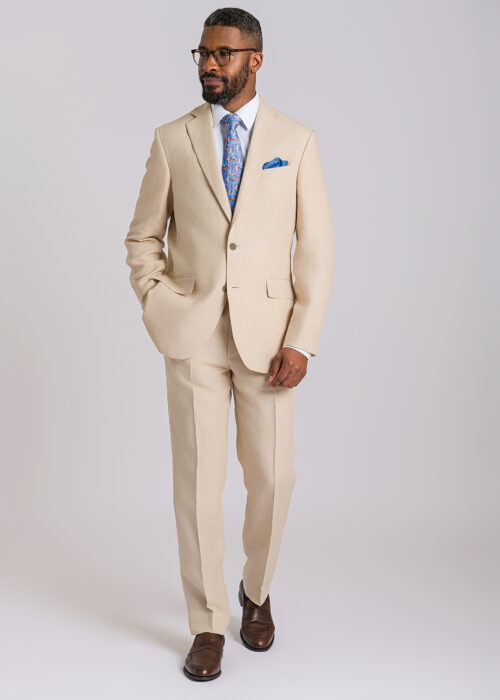 A Roderick Charles buff linen suit