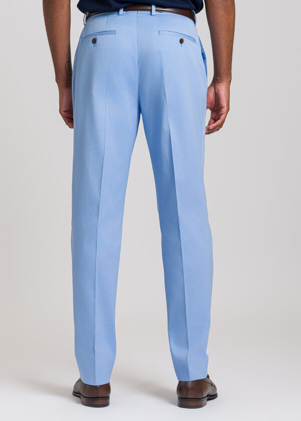 The back of a smart Roderick Charles light blue chino