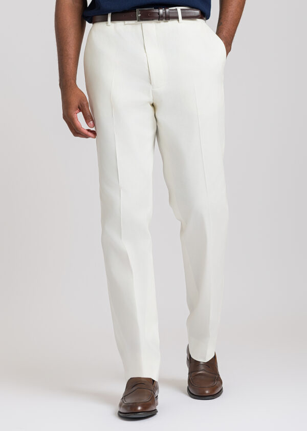 A smart Roderick Charles white flat-fronted chino