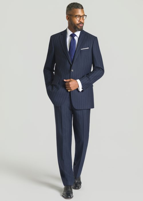 Tailored Fit Navy Stripe Suit