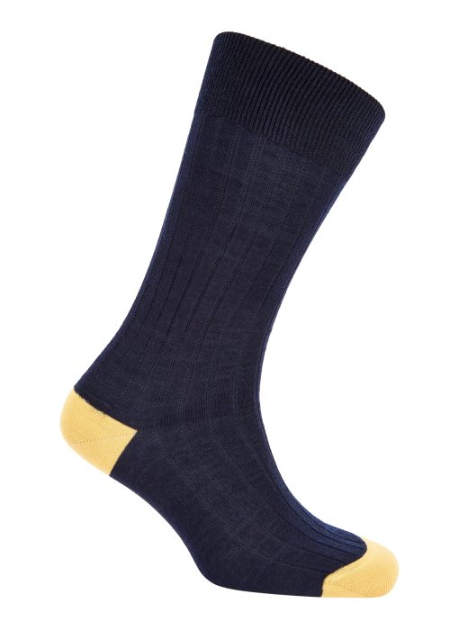 Navy & Yellow Heel and Toe Merino Wool Socks