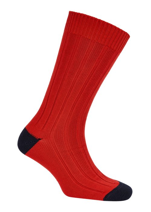 Red & Navy Heel and Toe Cotton Socks