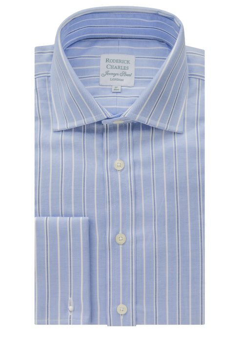 Double Cuff Blue/White/Navy Stripe Shirt