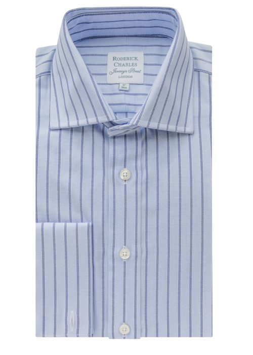 Double Cuff Blue/Navy Stripe Shirt