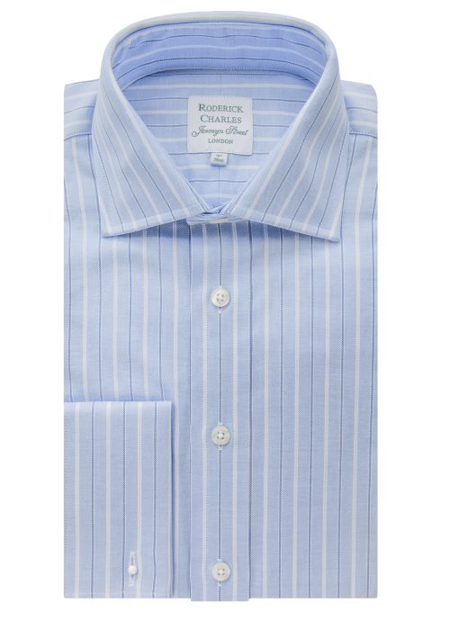 Double Cuff Blue/White Stripe Shirt