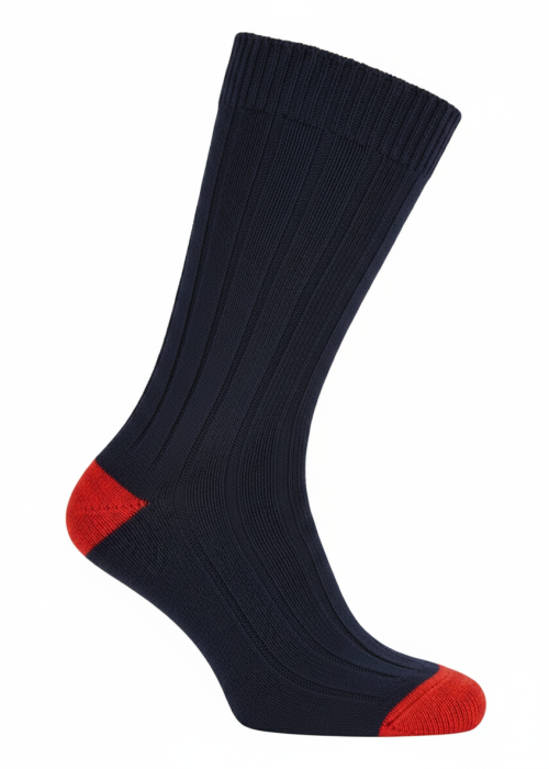 Navy & Red Heel and Toe Cotton Socks