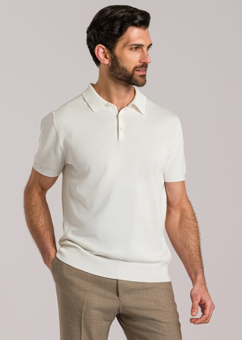 Tan Cotton & Silk Polo Shirt