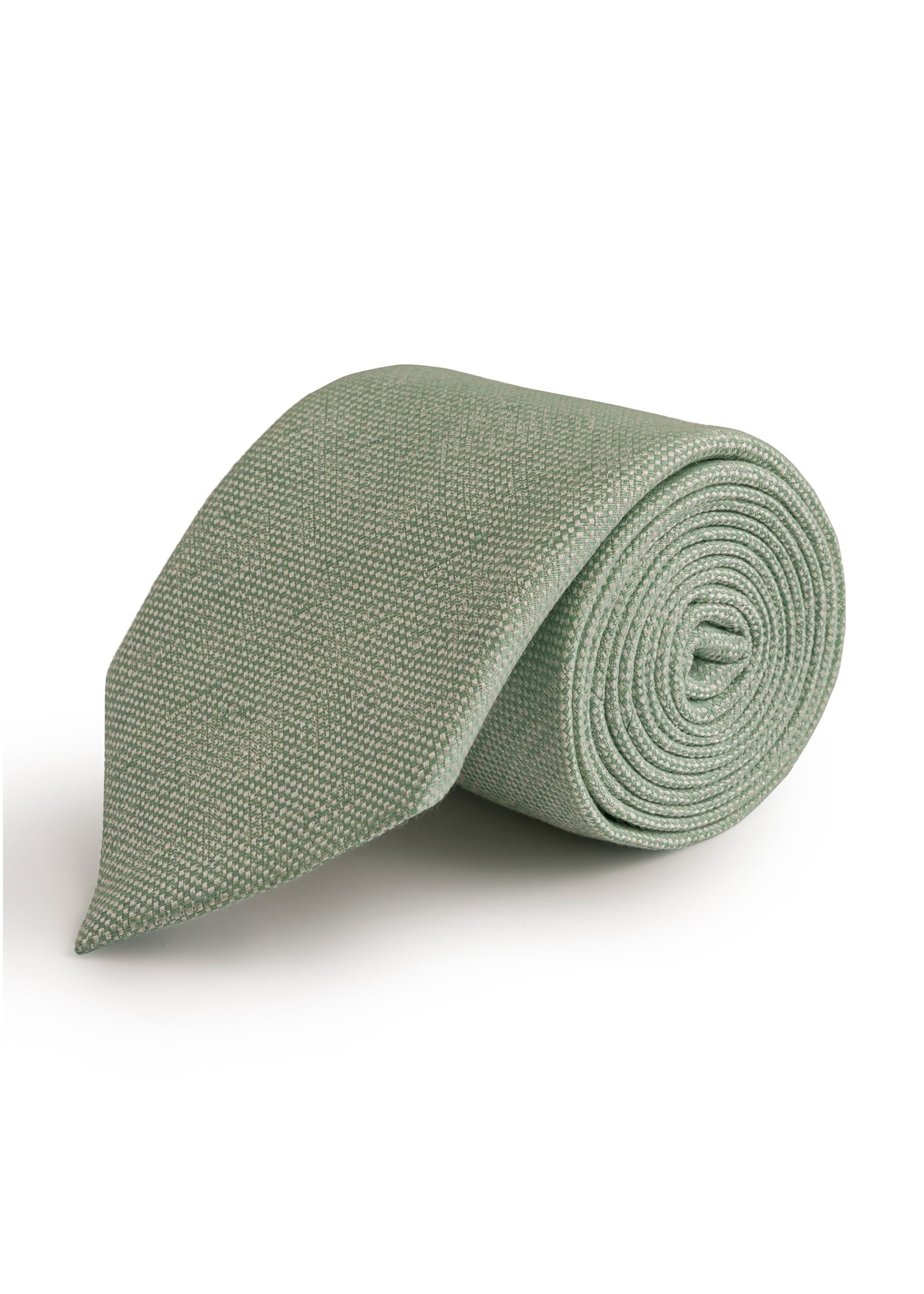 Plain Silk/Linen Green Silk Tie