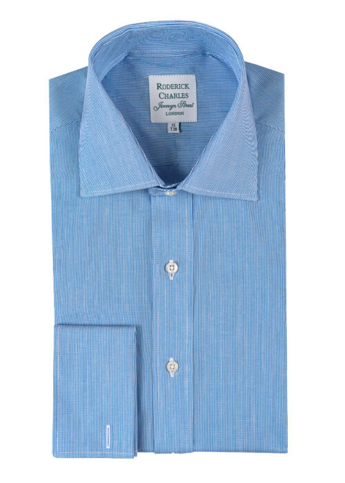 Double Cuff Blue Hairline Shirt - SS26