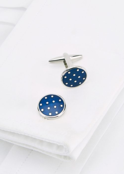 Navy Enamel Round Spot Cufflinks