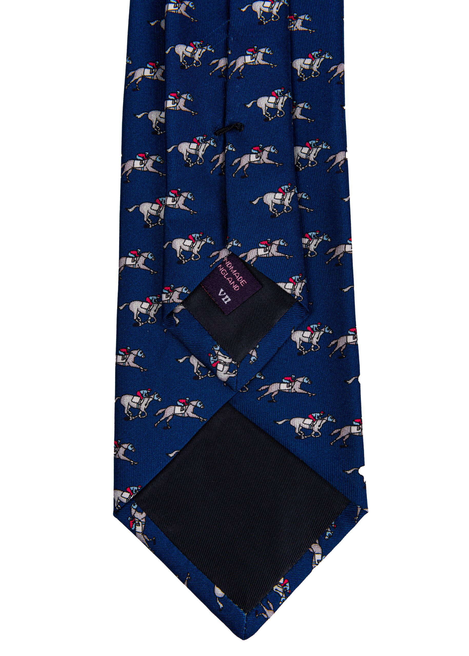 Horse Racing Light Navy Silk Tie