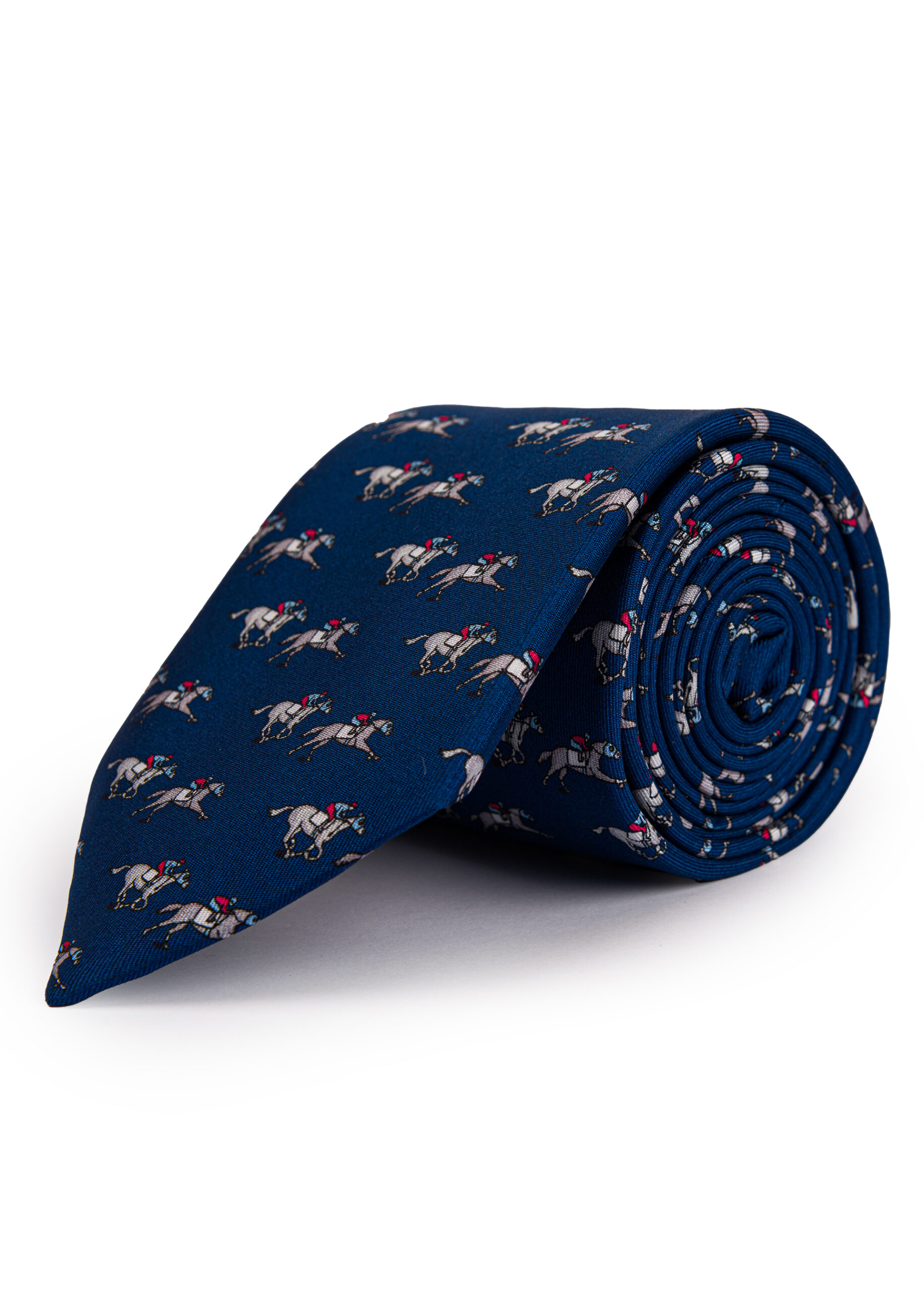 Horse Racing Light Navy Silk Tie