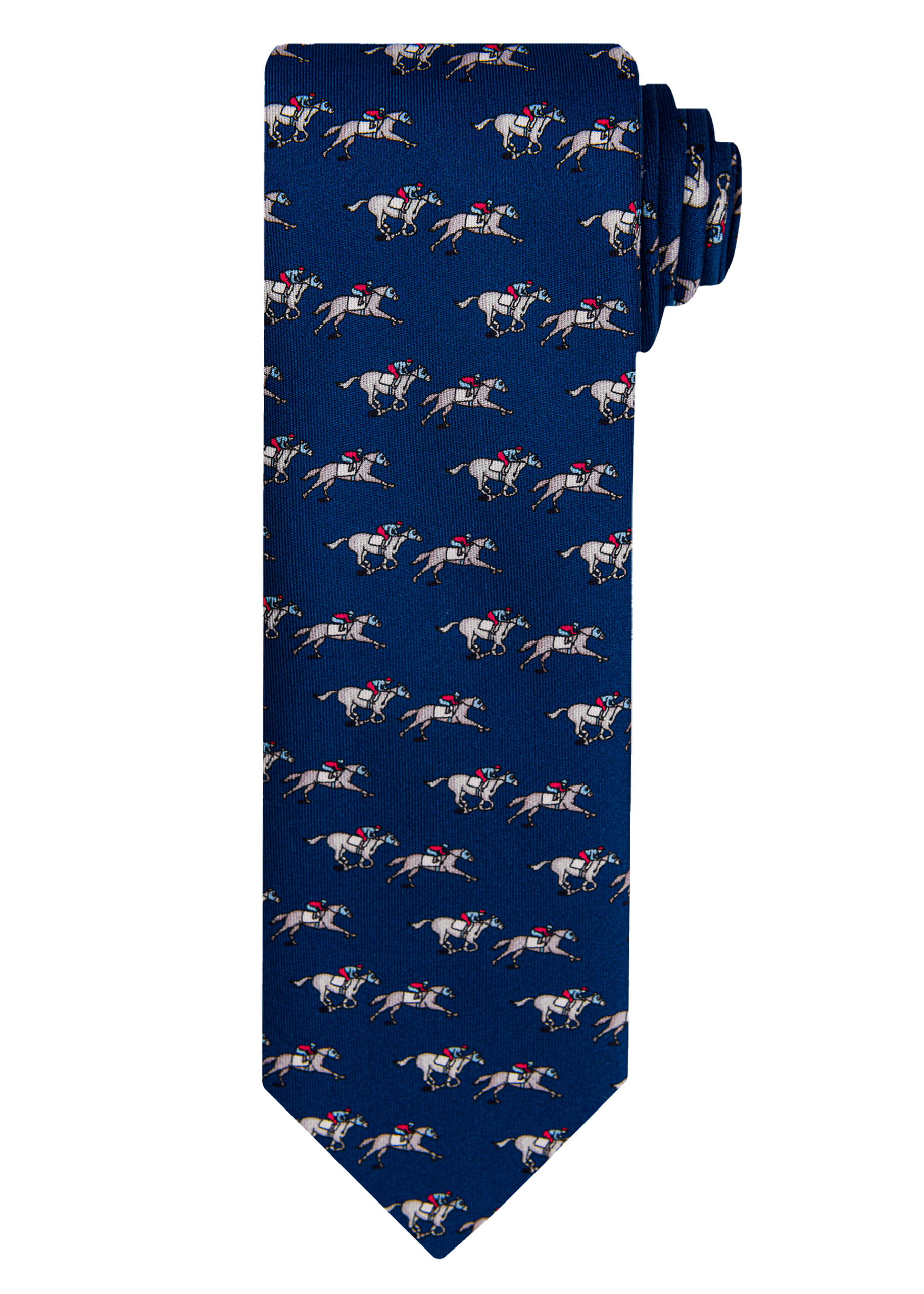 Horse Racing Light Navy Silk Tie