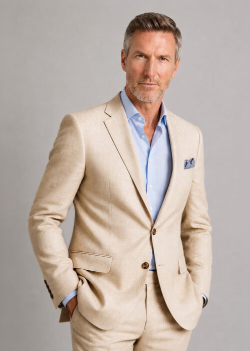 Tailored Fit Buff Herringbone Jacket