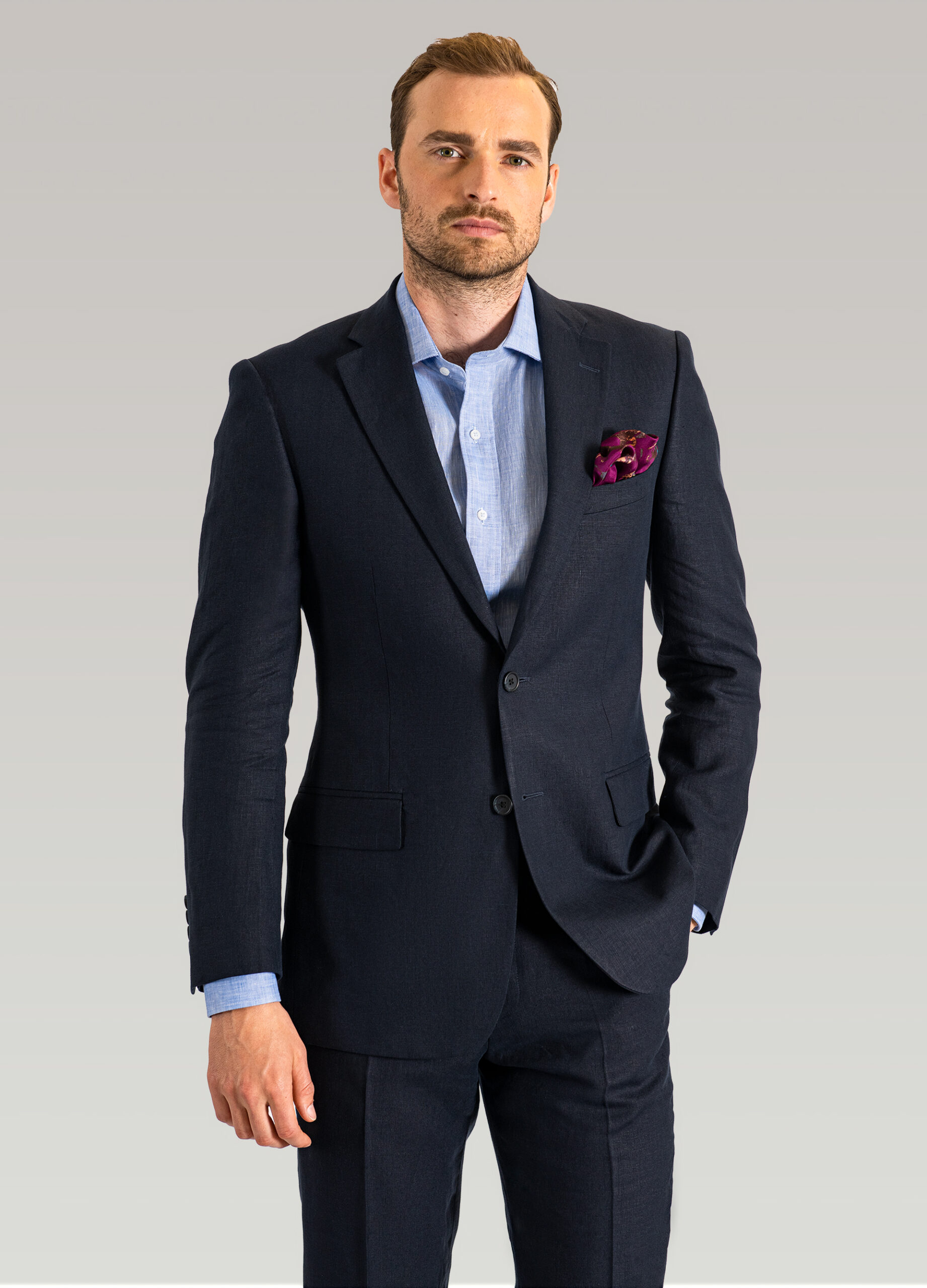 Navy Linen Suit