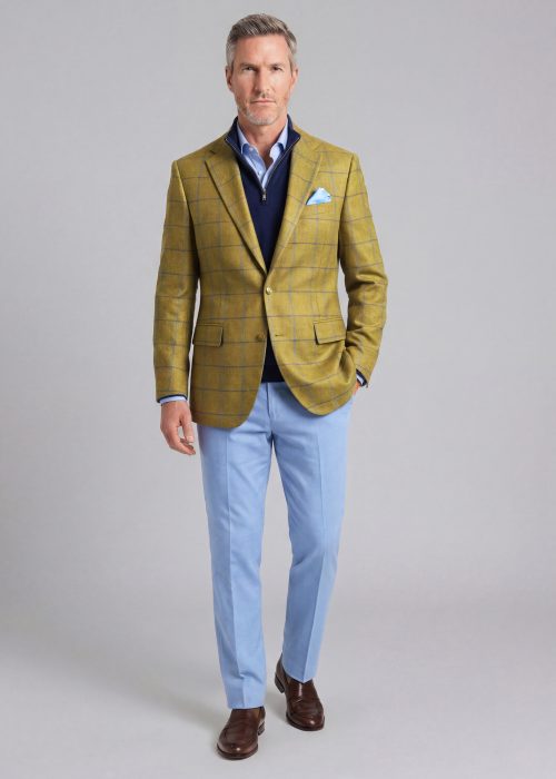 Tailored Fit Green and Blue Overcheck Jacket