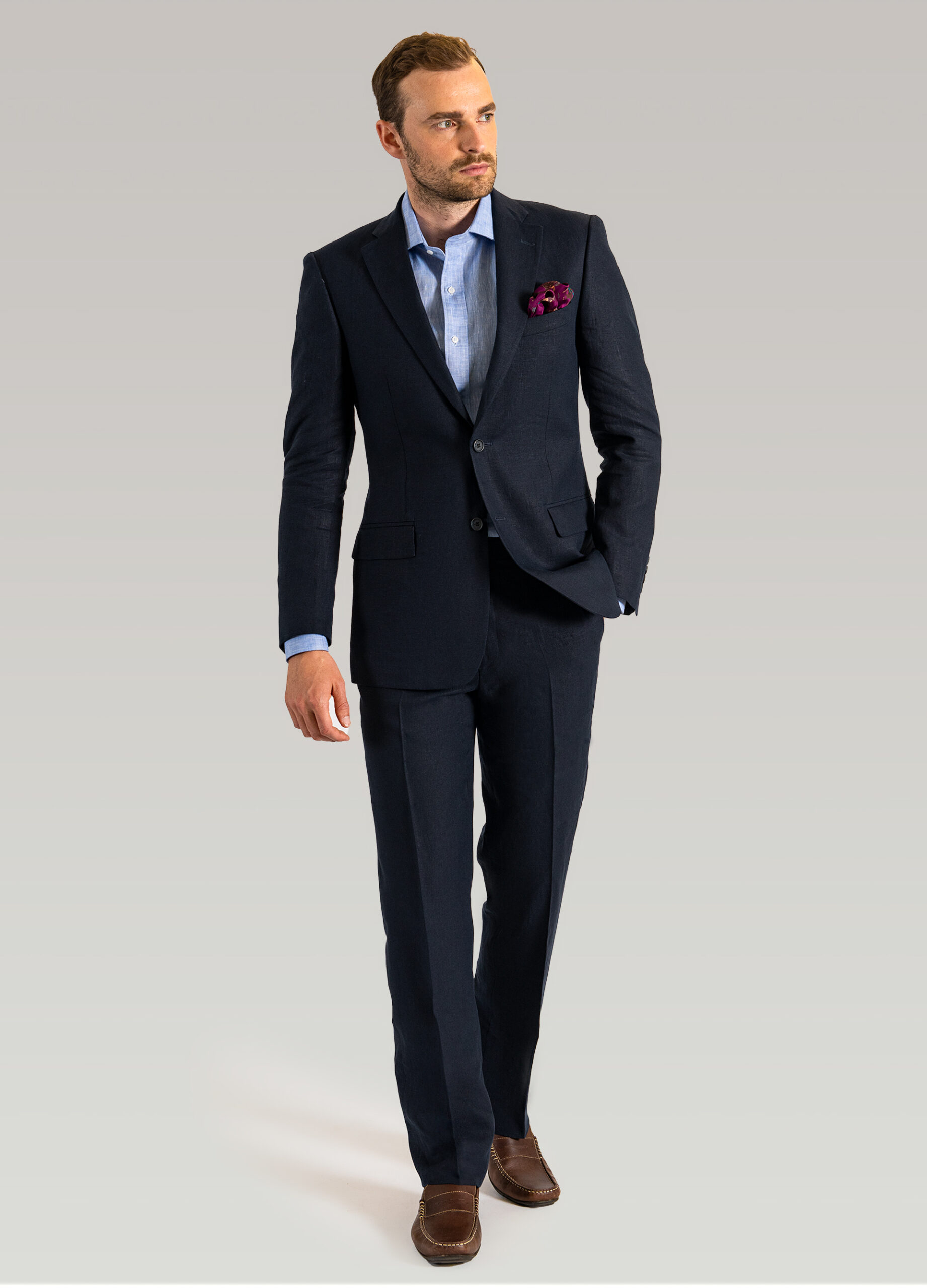 Navy Linen Suit