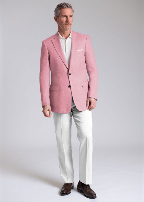 Tailored Fit Pink Herringbone Jacket – New Arrival