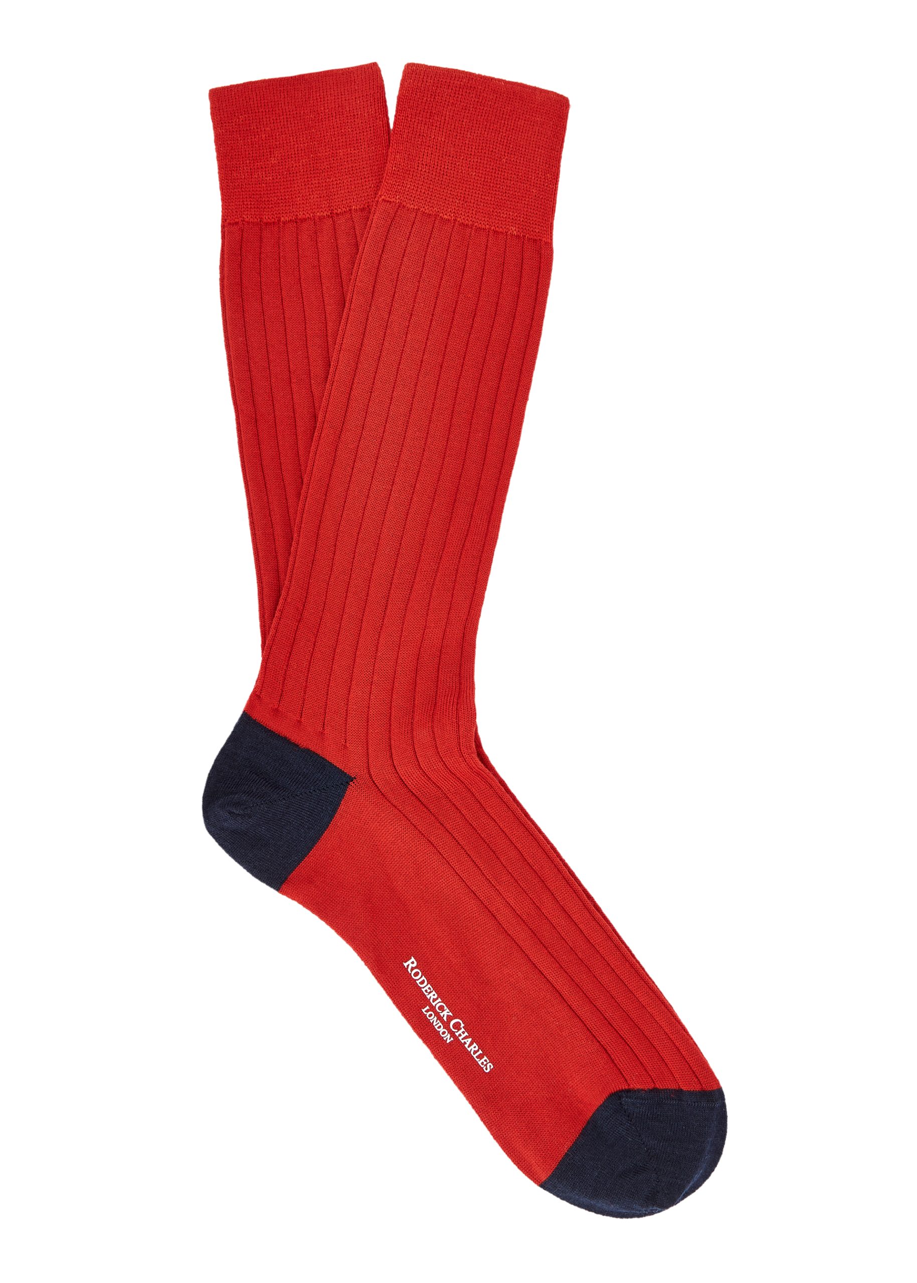 Red & Navy Heel and Toe Merino Wool Socks