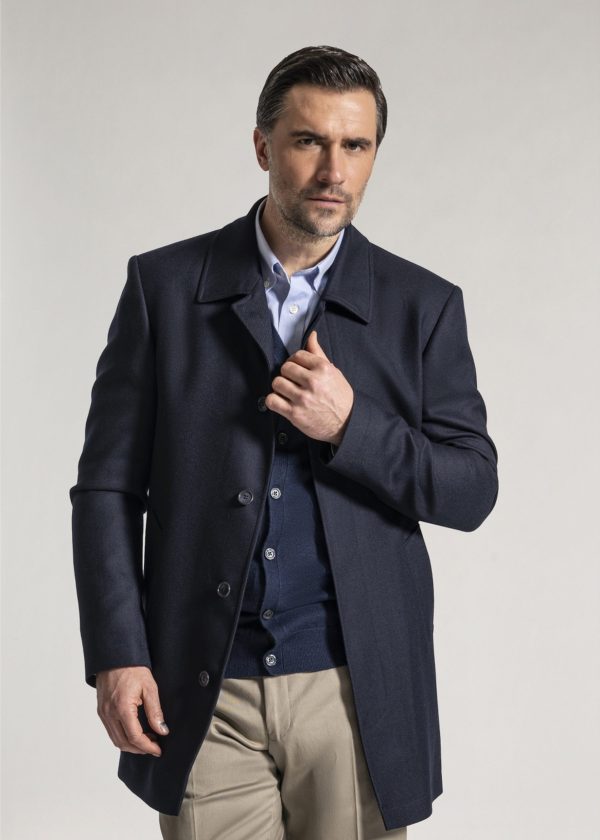 Pure Wool Navy Three Quarter Coat