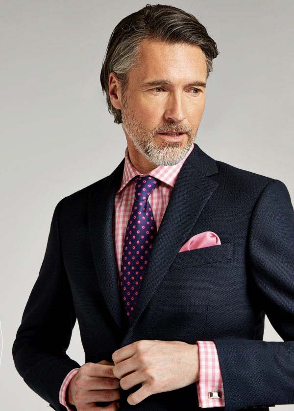 Tailored Fit Navy Birdseye