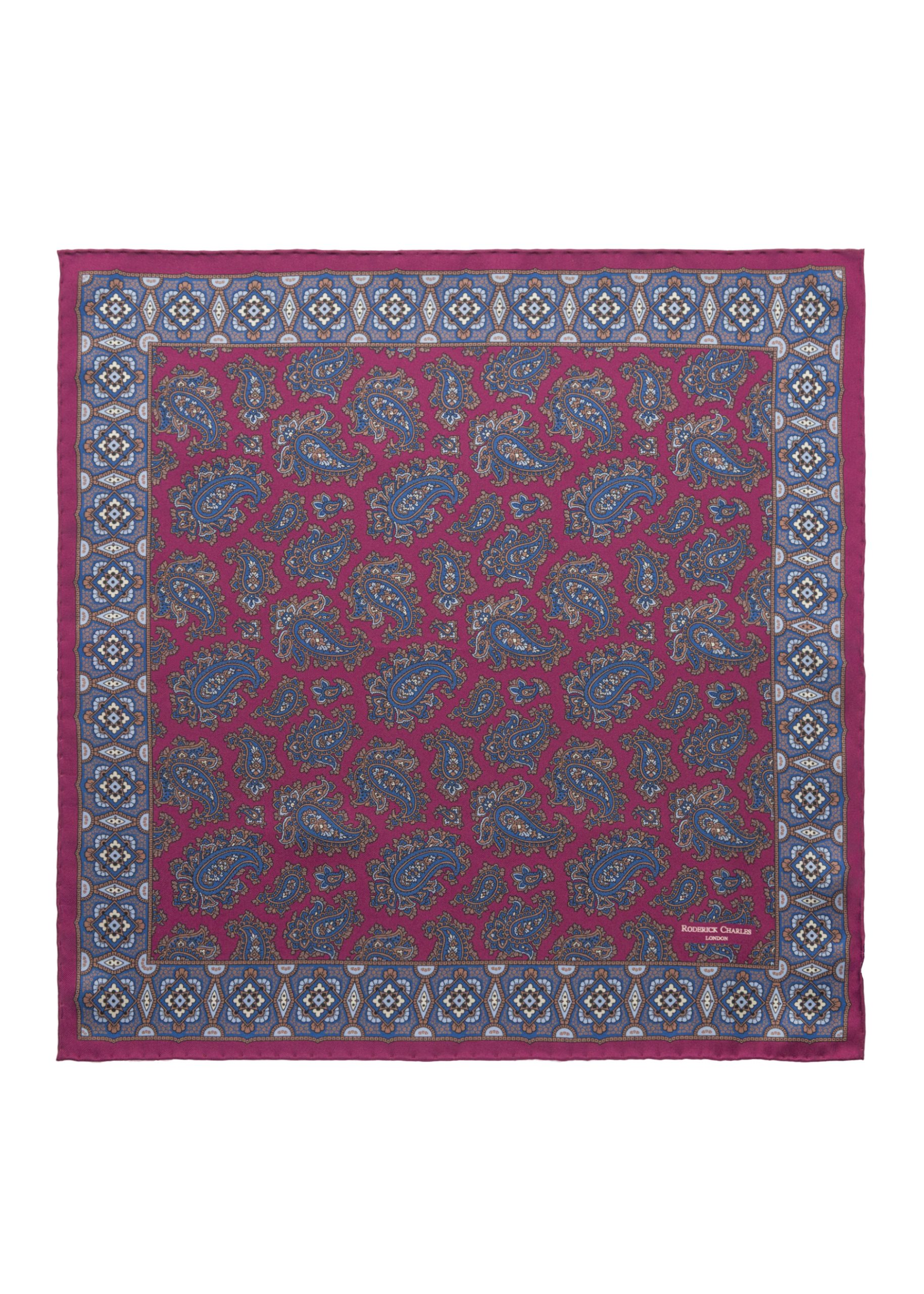 Wine Paisley Silk Pocket Square