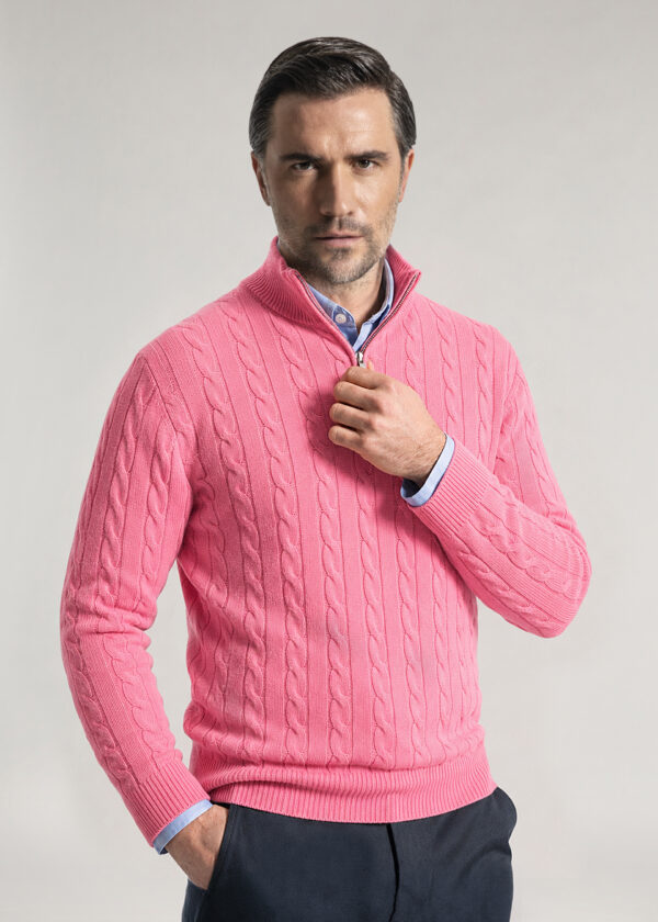 pink-quarterzip-cotton-knitwear-smart-casual